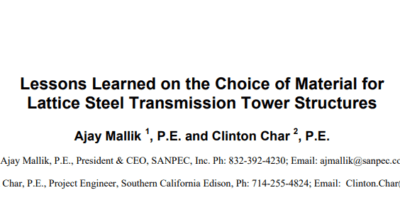 LESSON LEARNED ON THE CHOICE OF MATERIAL FOR LATTICE STEEL TRANSMISSION TOWER STRUCTURES